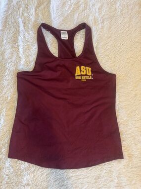 PINK Victoria's Secret Maroon ASU Racerback Tank with Yellow Logo
